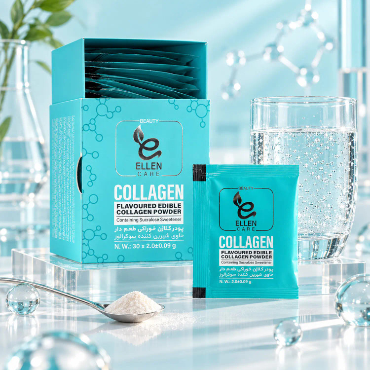 پودر کلاژن خوراکی طعم دار حاوی شیرین کننده سوکرالوز الن بیوتی بسته 30 عددی