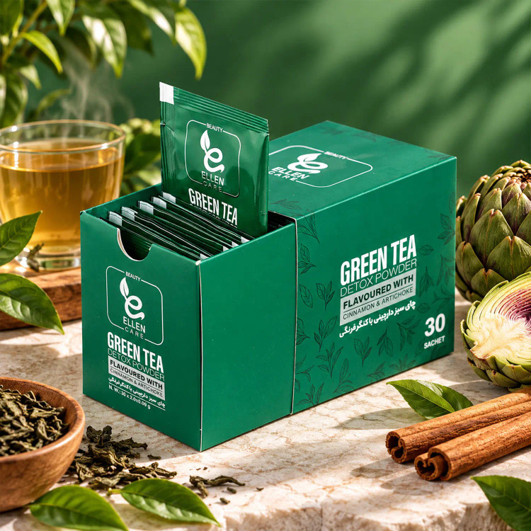 پودر عصاره چای سبز دارچینی با کنگرفرنگی الن بیوتی بسته 30 عددی